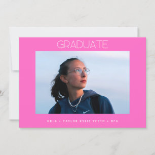 hot pink simple grad school photo graduate announcement
