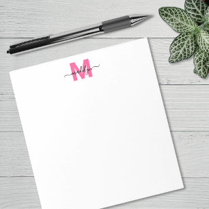 Hot Pink Simple Monogram Notepad