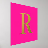 Hot Pink Simple Monogram Real Gold