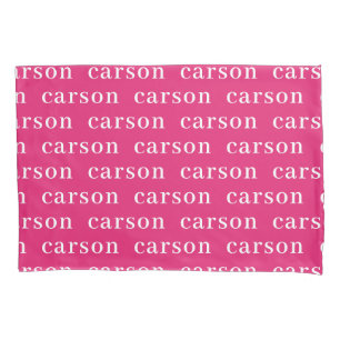 Hot Pink Simple Personalised Repeating Name Pillowcase