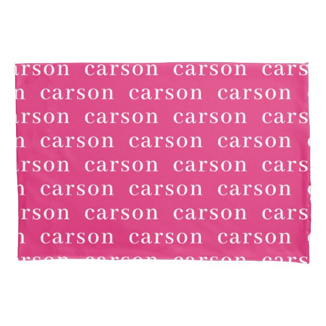 Hot Pink Simple Personalised Repeating Name Pillowcase (Front)