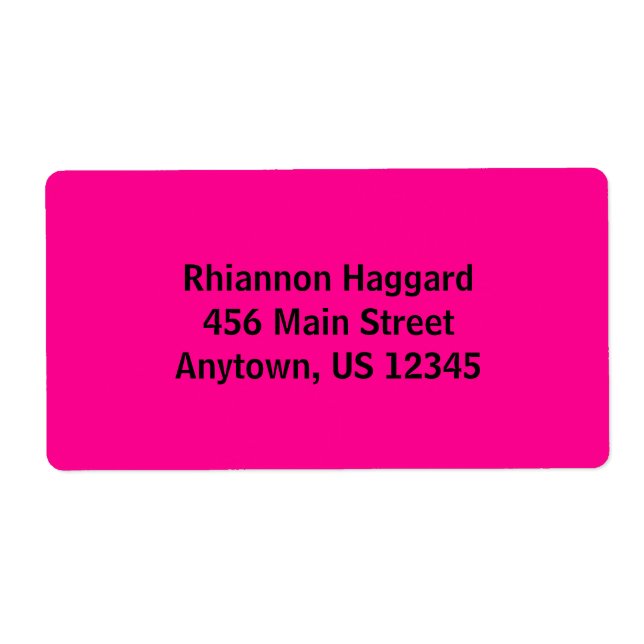 Hot Pink Simple Plain Shipping Labels (Front)