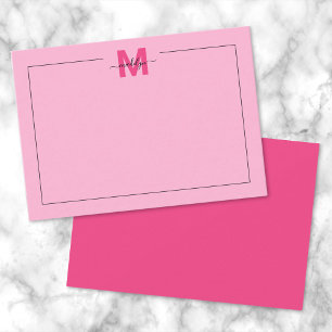 Hot Pink Simple Script Name Monogram Card