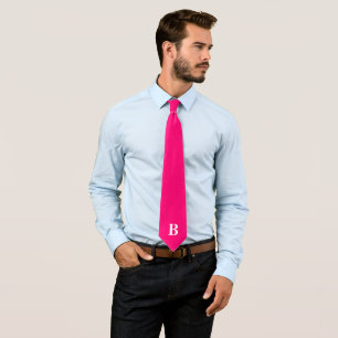 Hot Pink Simple Trendy Monogram Monogrammed Tie