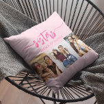 Hot Pink Sisters 3 Photo Collage Keepsake Gift Cushion<br><div class="desc">Celebrate sisterhood with the Hot Pink Sisters 3 Photo Collage Keepsake Gift Throw Pillow. This personalised pillow features a vibrant hot pink design and a beautifully arranged collage of three cherished photos, capturing unforgettable moments shared between sisters. Crafted from high-quality materials, it adds a stylish and sentimental touch to any...</div>