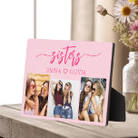 Hot Pink Sisters 3 Photo Collage Keepsake Gift Plaque<br><div class="desc">Celebrate sisterhood with the Sisters 3 Photo Collage Keepsake Gift Plaque. This personalised plaque features a beautifully arranged collage of three cherished photos, capturing unforgettable moments together. Crafted from high-quality materials, it’s perfect for displaying on a desk, shelf, or wall. The heartfelt design adds a loving touch, making it an...</div>