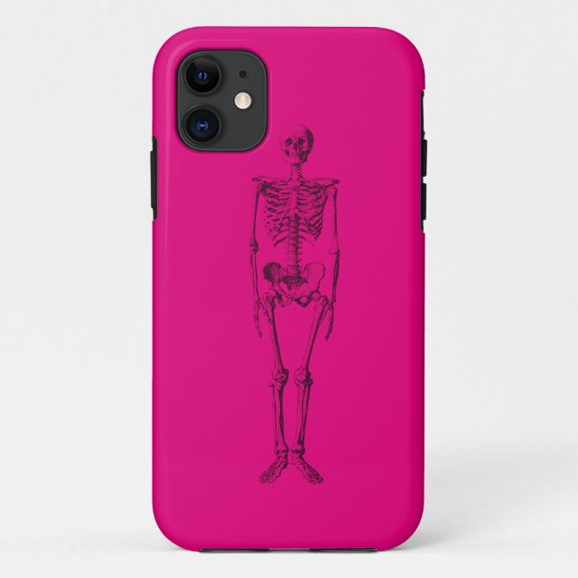 hot pink skeleton iphone case (Back)