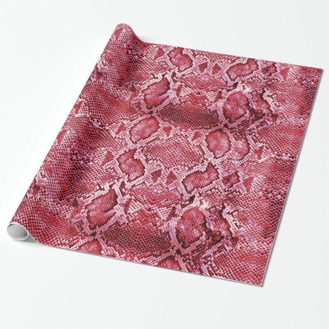 Hot Pink Snake print Wrapping Paper (Unrolled)
