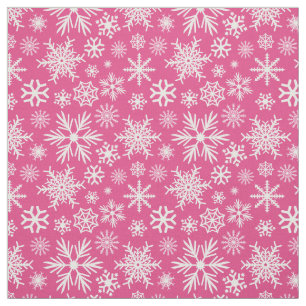 Hot Pink Snowflake Christmas Fabric