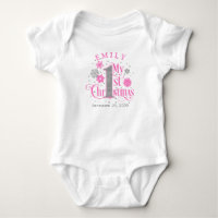 Hot Pink Snowflakes Baby Girl 1st Christmas