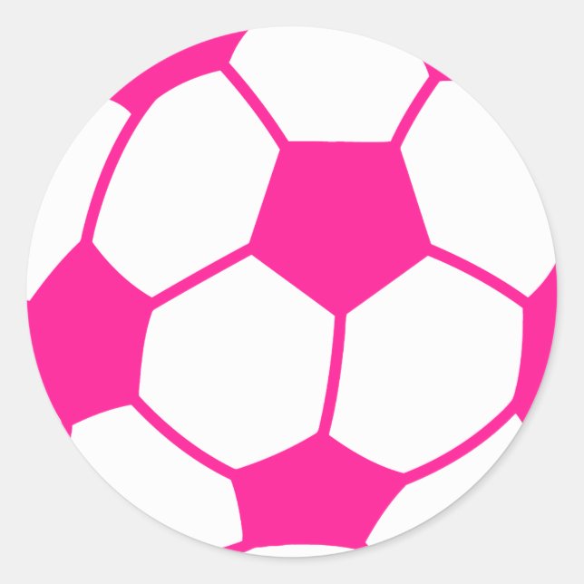 Hot Pink Soccer Ball Classic Round Sticker (Front)