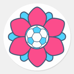 Hot Pink Soccer Girl Classic Round Sticker