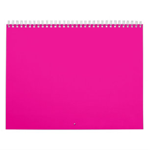 Hot Pink Solid Colour Background Vibrant Design Calendar
