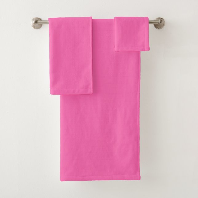 Hot Pink Solid Colour Bath Towel Set (Insitu)