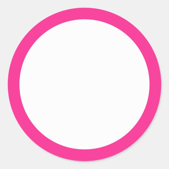 Hot pink solid colour border blank classic round sticker (Front)