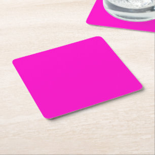 Hot Pink Solid Colour Square Paper Coaster