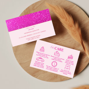 Hot Pink Sparkle Feminine Branding Cake Care Business Card