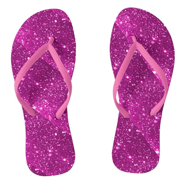 Hot Pink Sparkle Flip Flops (Footbed)
