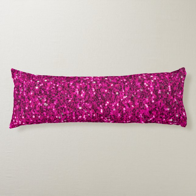 Hot pink sparkles faux glitter body cushion (Front)
