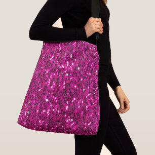 Hot pink sparkles faux glitter crossbody bag