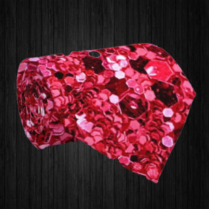 Hot Pink Sparkles Faux Glitter Fancy Luxury  Tie