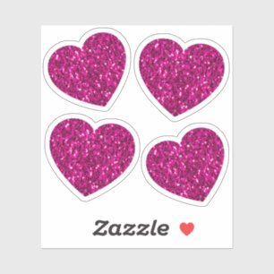 Hot pink sparkles faux glitter heart