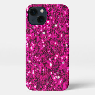 Hot pink sparkles faux glitter iPhone 13 case