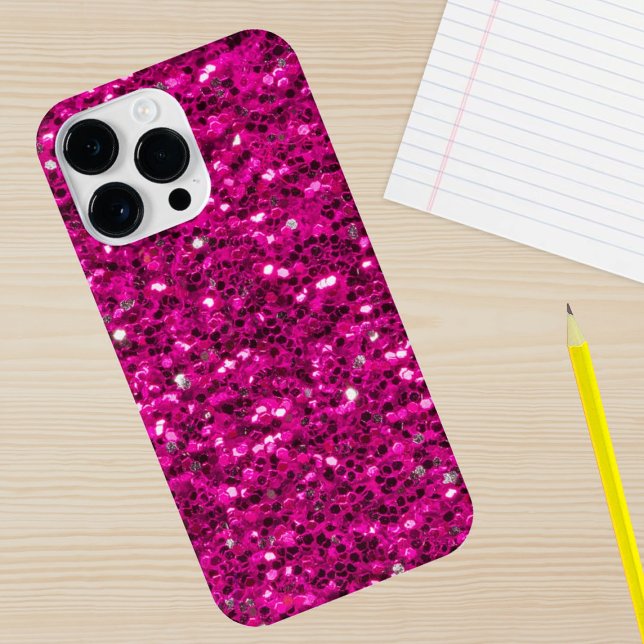 Hot pink sparkles faux glitter iPhone case (Creator Uploaded)