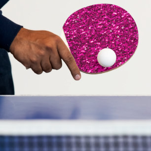 Hot pink sparkles faux glitter ping pong paddle