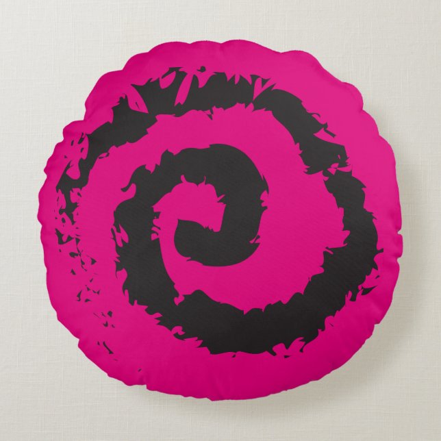 HOT PINK SPIRAL Round Throw Pillow (Front)