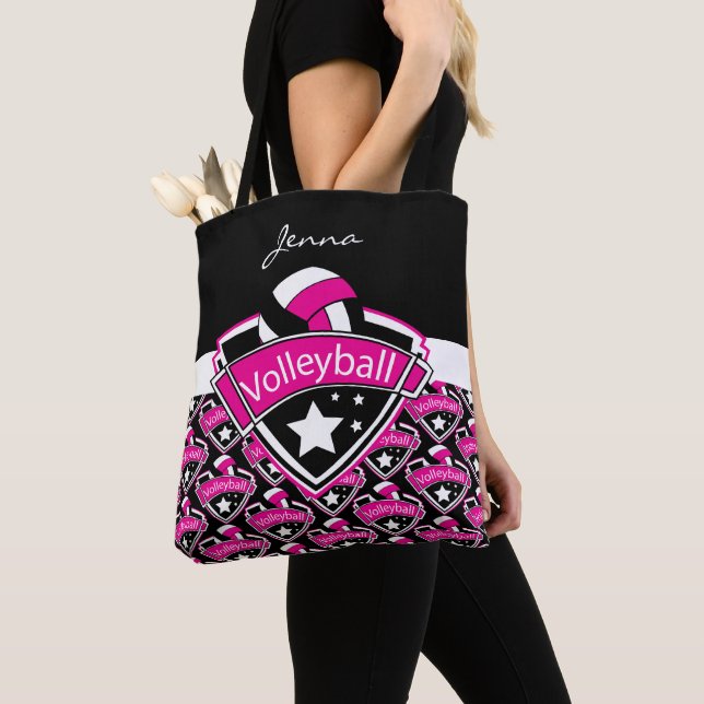 Hot Pink Sport Volleyball | DIY Text Tote Bag (Close Up)