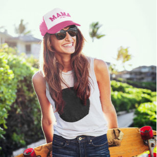 Hot Pink Sports Style Outline Mama Trucker Hat