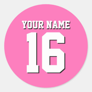Hot Pink Sporty Team Jersey Classic Round Sticker