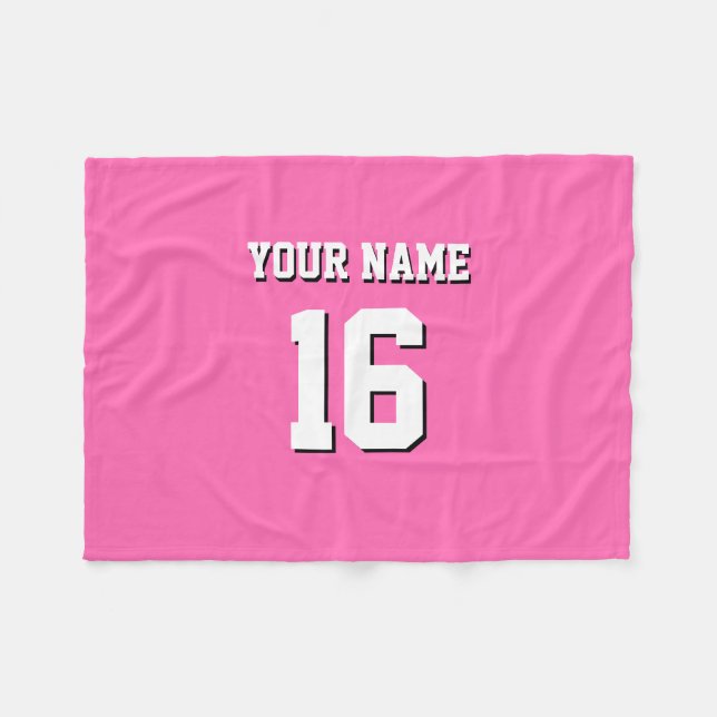 Hot Pink Sporty Team Jersey Fleece Blanket (Front (Horizontal))