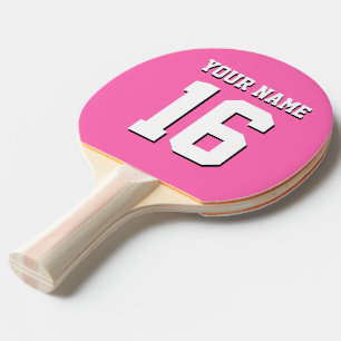 Hot Pink Sporty Team Jersey Ping Pong Paddle
