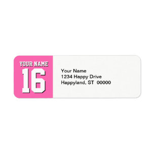 Hot Pink Sporty Team Jersey Return Address Label