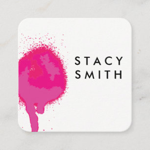 Hot Pink Spray Square Business Card