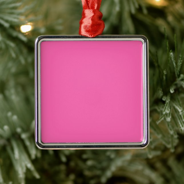 Hot Pink Square Metal Ornament (Tree)