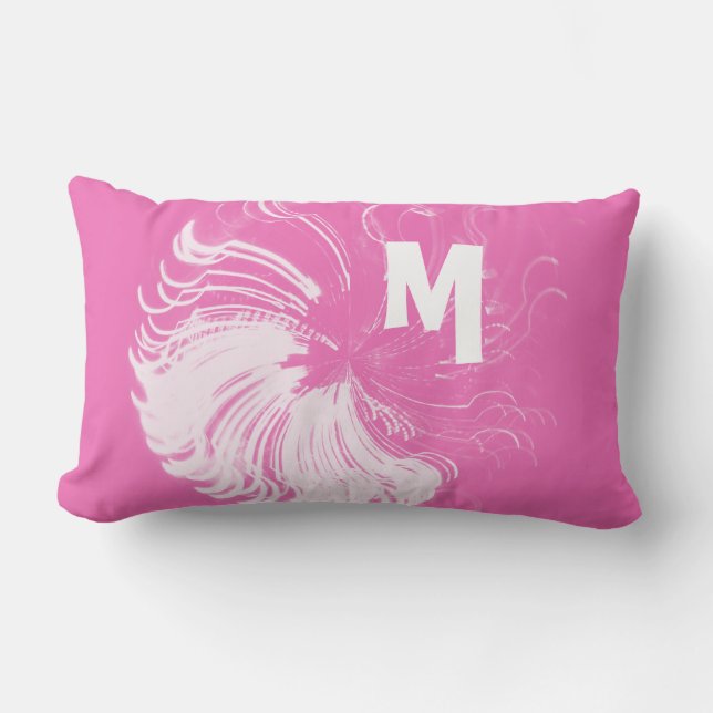 Hot Pink Squiggle Monogram Lumbar Cushion (Front)