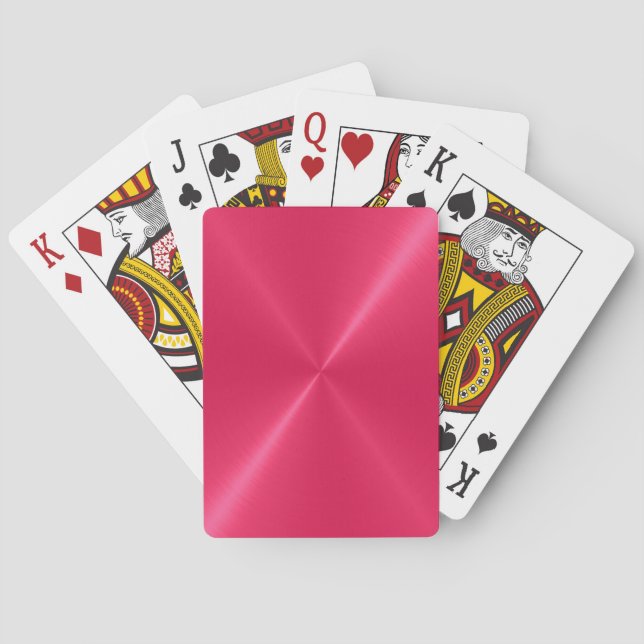 Hot Pink Stainless Shiny Metallic Playing Cards (Back)