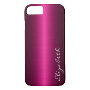 Hot Pink Stainless Steel Metal Look iPhone 8/7 Case