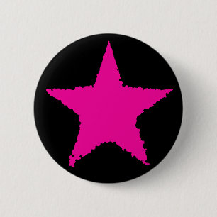 Hot pink star 6 cm round badge