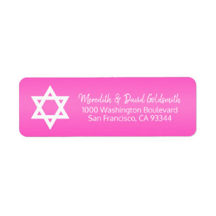 Hot Pink Star of David Bat Mitzvah Return Address Return Address Label