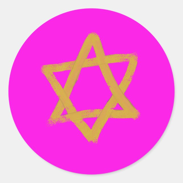 Hot Pink Star of David Stickers (Front)