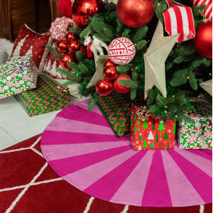 Hot Pink Starburst Stripes Brushed Polyester Tree Skirt