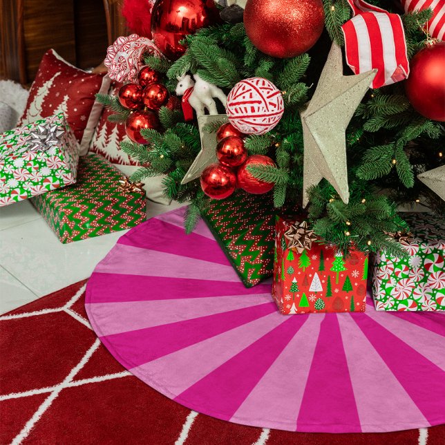 Hot Pink Starburst Stripes Brushed Polyester Tree Skirt (Hot Pink Monotone Starburst Stripes Brushed Polyester Tree Skirt)
