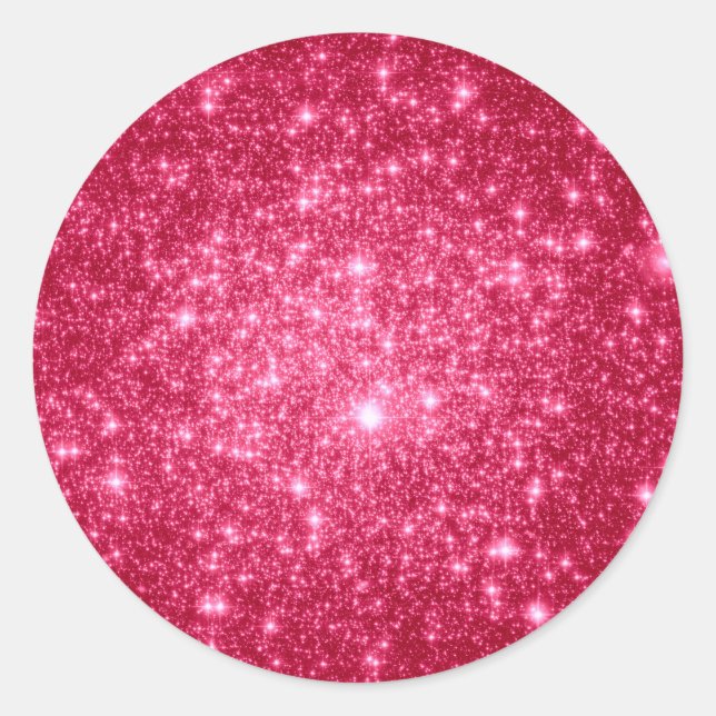 Hot Pink Stars Classic Round Sticker (Front)