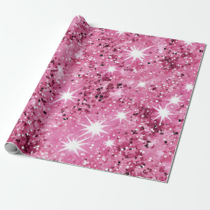 Hot Pink Stars Glitter  Wrapping Paper