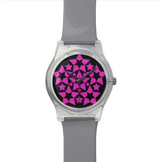 Hot Pink Stars Watch (Close Up)