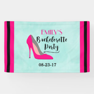Hot Pink Stiletto High Heel Bachelorette Party Banner